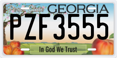 GA license plate PZF3555