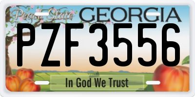 GA license plate PZF3556
