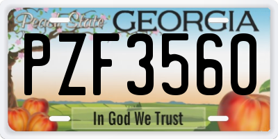 GA license plate PZF3560
