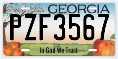 GA license plate PZF3567