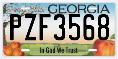 GA license plate PZF3568