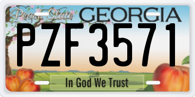 GA license plate PZF3571