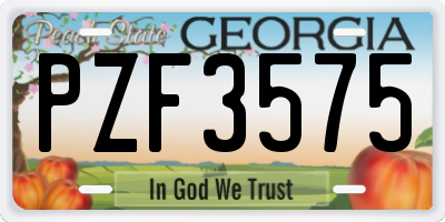 GA license plate PZF3575