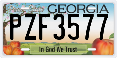 GA license plate PZF3577