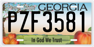 GA license plate PZF3581