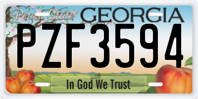 GA license plate PZF3594