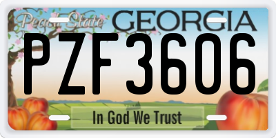 GA license plate PZF3606