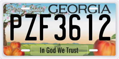 GA license plate PZF3612
