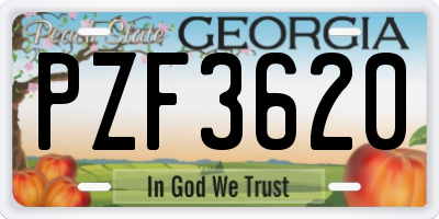 GA license plate PZF3620