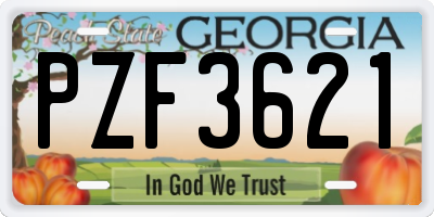 GA license plate PZF3621