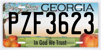 GA license plate PZF3623