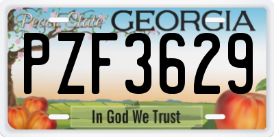 GA license plate PZF3629