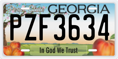 GA license plate PZF3634