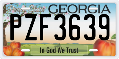GA license plate PZF3639
