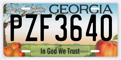 GA license plate PZF3640