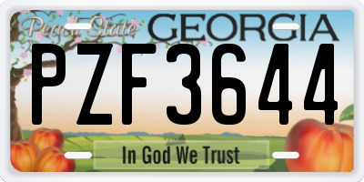 GA license plate PZF3644