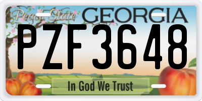 GA license plate PZF3648