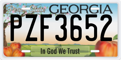 GA license plate PZF3652