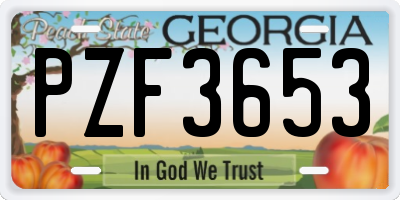 GA license plate PZF3653