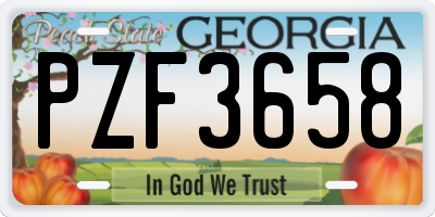 GA license plate PZF3658
