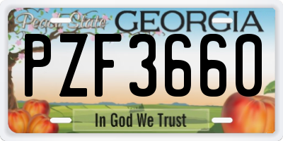 GA license plate PZF3660