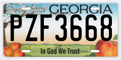 GA license plate PZF3668