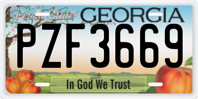 GA license plate PZF3669