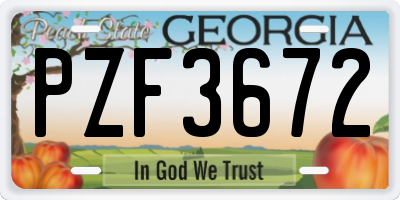 GA license plate PZF3672