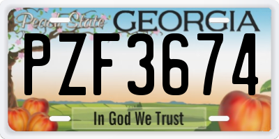 GA license plate PZF3674
