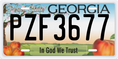GA license plate PZF3677