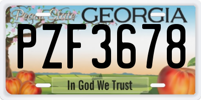 GA license plate PZF3678