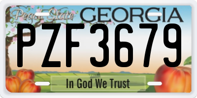 GA license plate PZF3679