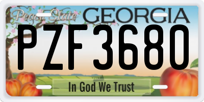 GA license plate PZF3680