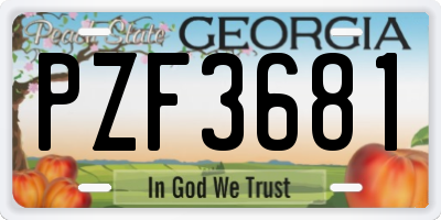 GA license plate PZF3681
