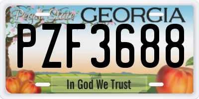 GA license plate PZF3688