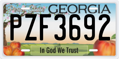 GA license plate PZF3692