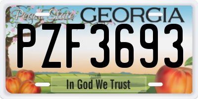 GA license plate PZF3693