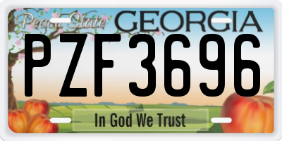 GA license plate PZF3696
