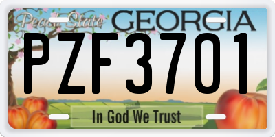 GA license plate PZF3701