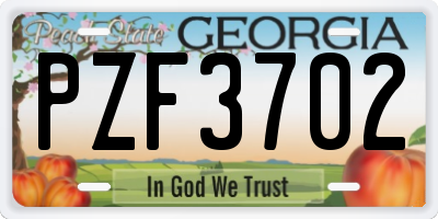 GA license plate PZF3702
