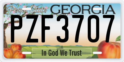 GA license plate PZF3707