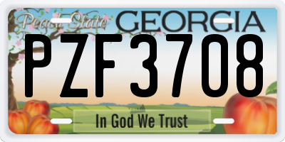GA license plate PZF3708