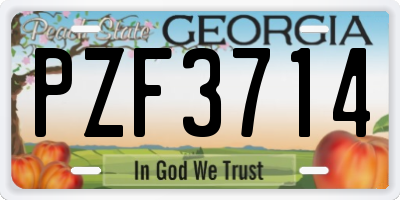 GA license plate PZF3714