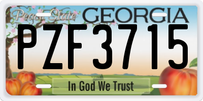 GA license plate PZF3715