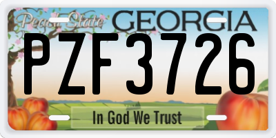 GA license plate PZF3726