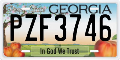 GA license plate PZF3746
