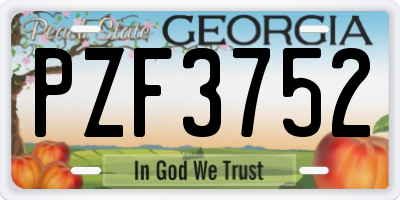GA license plate PZF3752