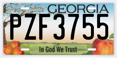 GA license plate PZF3755