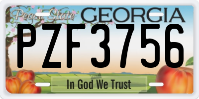GA license plate PZF3756