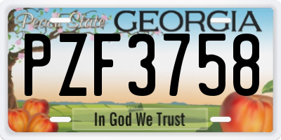 GA license plate PZF3758